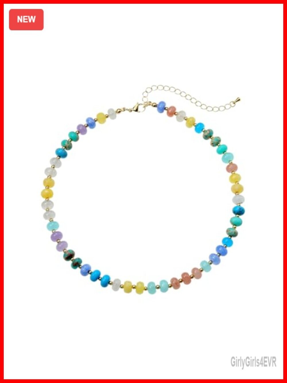 Handmade Natural Crystal Beaded Choker Necklace with Gold Plated Chain